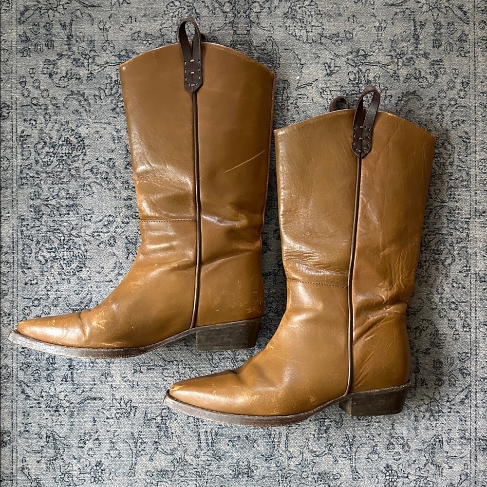 We the Free People Montage Tan Leather Heeled Boots - Picture 3 of 7